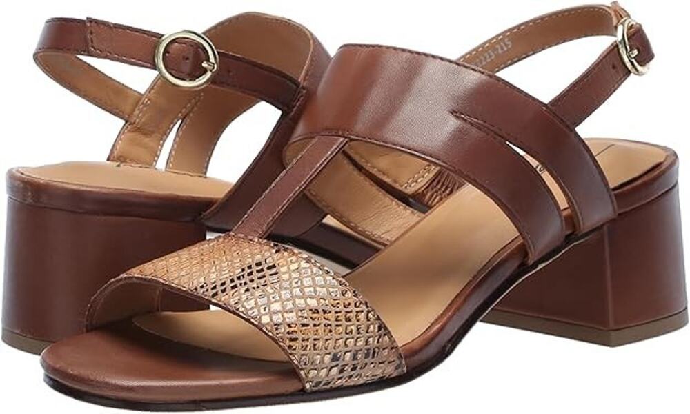 Trotters Larissa Open Toe Sling Back Heeled Sandals 10.5 Wide Luggage Leather